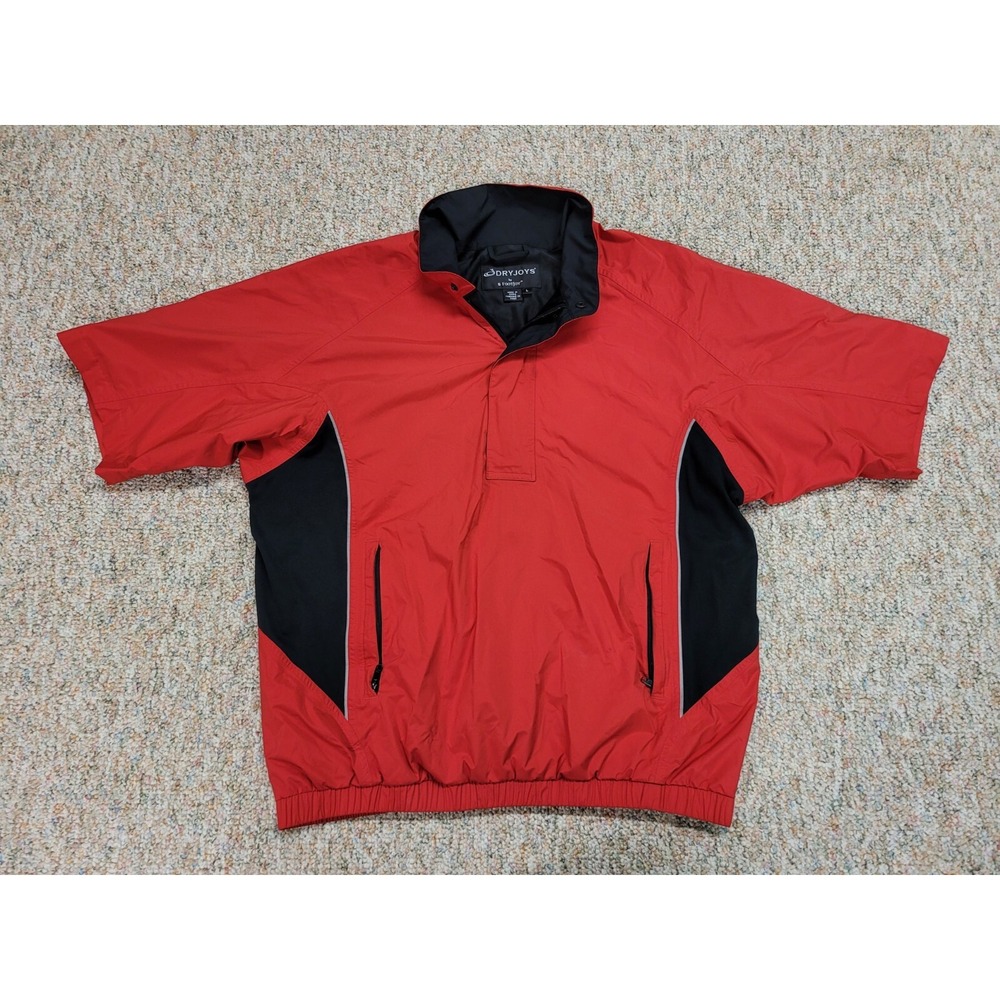 FootJoy DryJoys Windbreaker Mens Large Red Short Sleeve‎ Golf Pullover 1/4 Zip